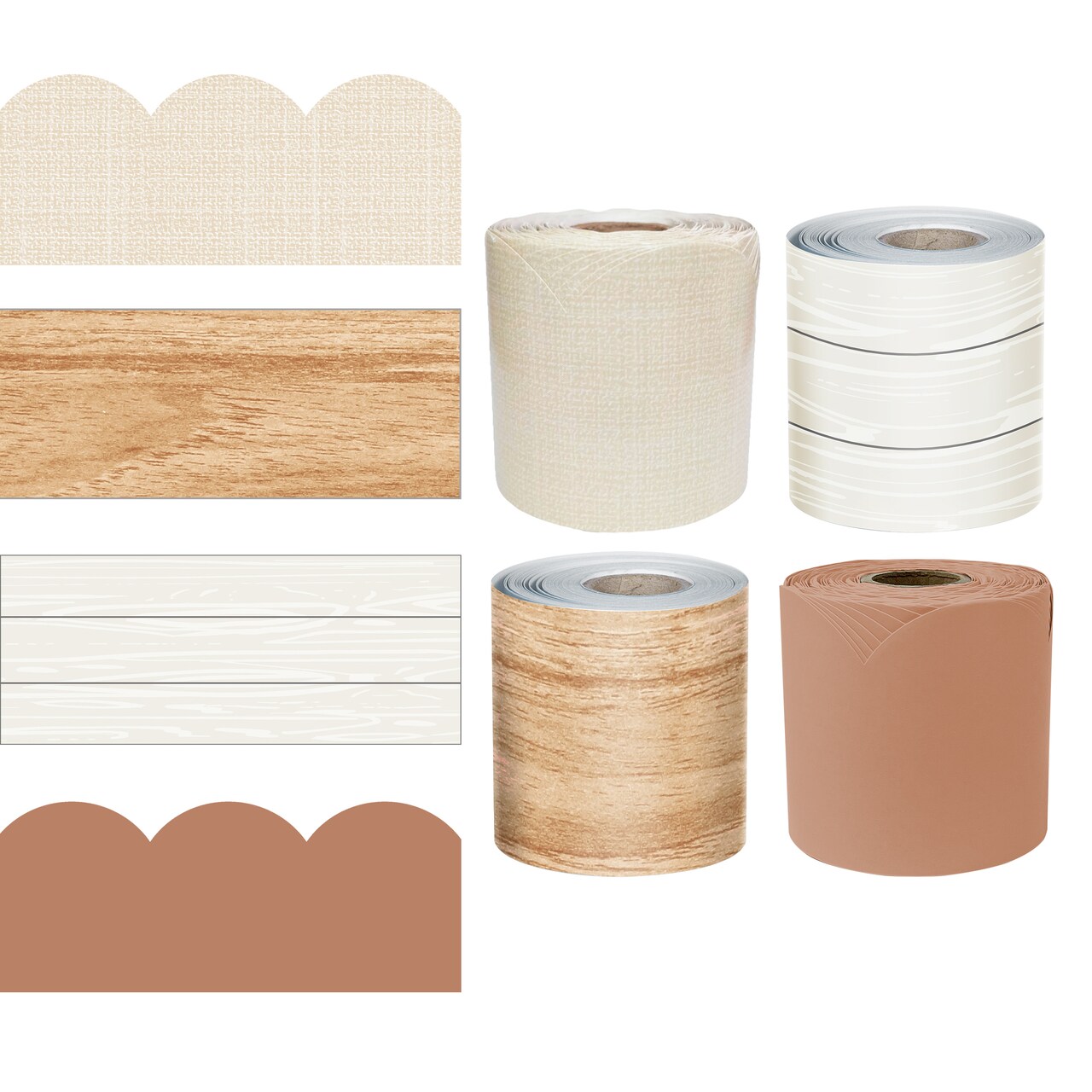 Carson Dellosa Nature Bulletin Board Borders - 260ft Linen, Wood, Brown Farmhouse Classroom Décor, Teacher Supply, School, Office Cork or Whiteboard, Wall, Locker, Party Decoration 4 Pack